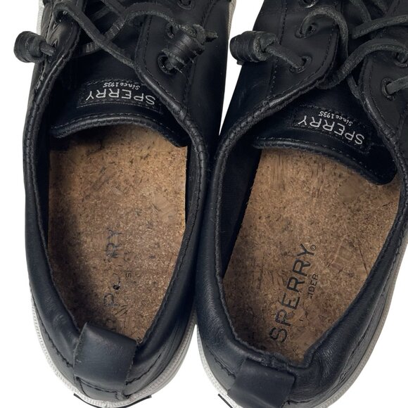 Sperry Crest Vibe Sneakers Womens 9 Black Leather Casual Boat Preppy SlipOn Shoe - Picture 7 of 9